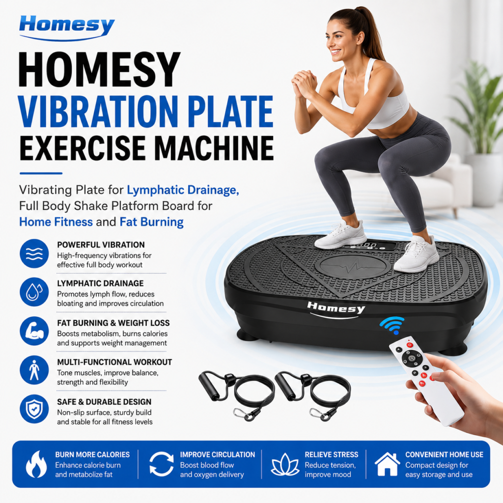 Amazon Homesy Vibration Plate Exercise Machine, Vibrating Plate for Lymphatic Drainage, Full Body Shake Platform Board for Home Fitness and Fat Burning, Sport Gym Equipment for Women Men - Honest Review and Buying Guide