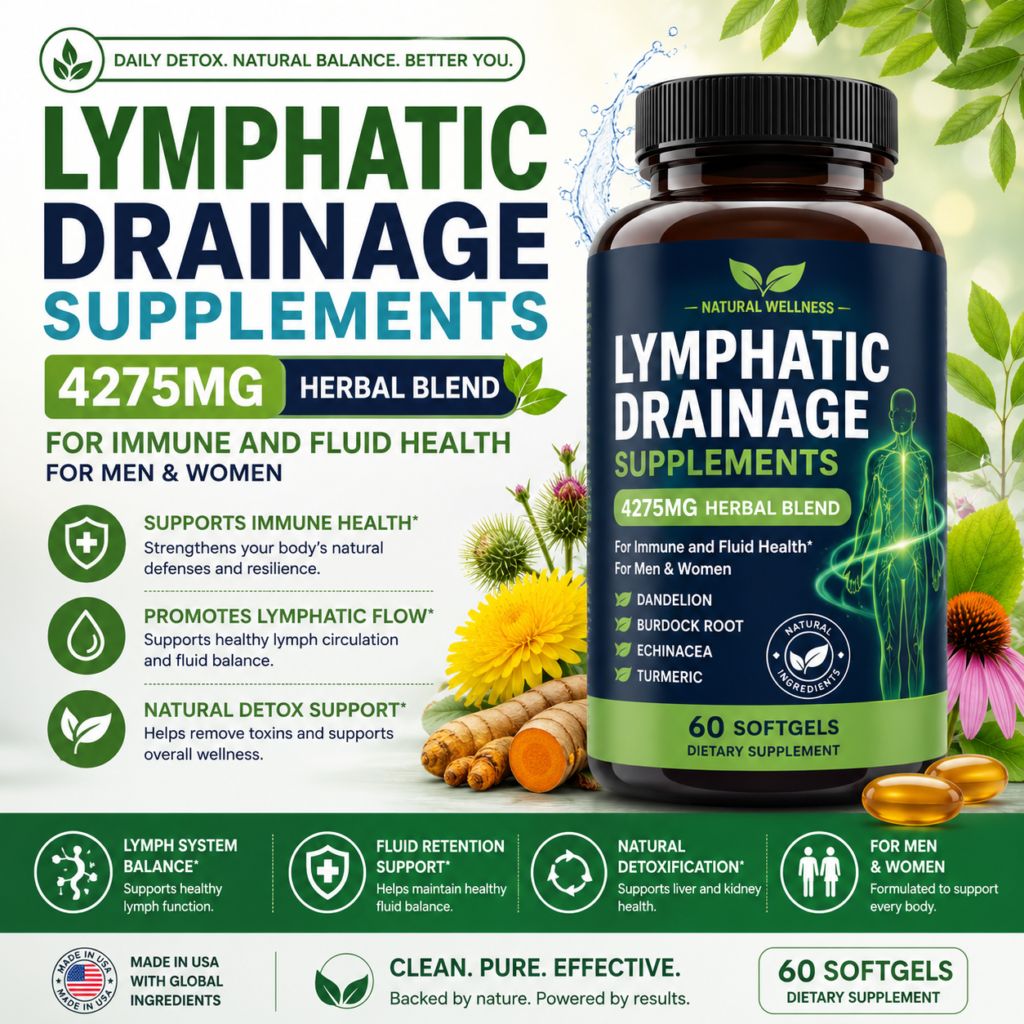 Amazon Lymphatic Drainage Supplements, 4275mg Herbal Blend for Immune and Fluid Health for Men Women,with Dandelion, Burdock Root, Echinacea, Turmeric, 60 Softgels for Lymph System Balance - Reviews and Buying Guide