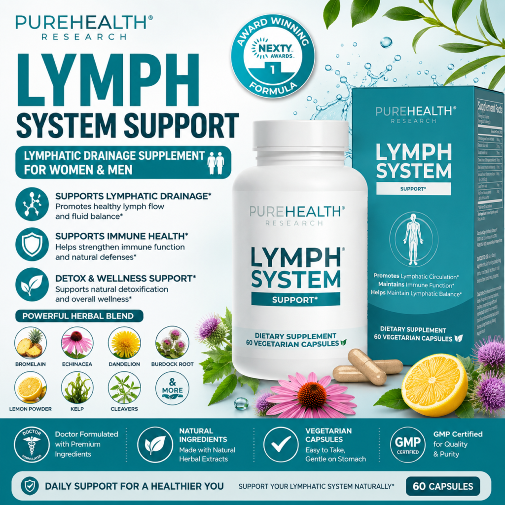 Amazon PUREHEALTH RESEARCH Lymph System Support - Lymphatic Drainage Supplement for Women & Men - Bromelain, Echinacea, Dandelion, Burdock Root, Lemon Powder, Kelp, Cleavers & More - 60 Capsules - Reviews and Buying Guide