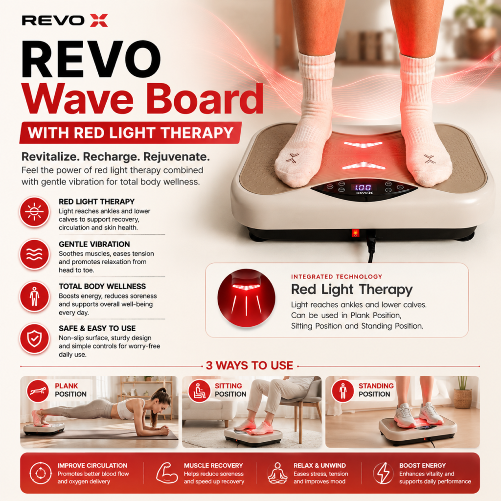 Amazon REVO Wave Board with Red Light Therapy | Vibration Plate for Lymphatic Drainage with Bluetooth Speakers, Resistance Bands, Remote | Exercise Machine for Full Body Workout Platform | 330 Lbs Capacity - Honest Review and Buying Guide