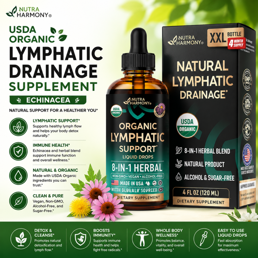 Amazon USDA Organic Lymphatic Drainage Supplement - Echinacea | Elderberry | Dandelion | Rosehip | Cleavers | Calendula | Burdock - Made in USA - Lymph System Drops - Immune Support, Cleanse & Detox, 4 fl oz - Review and Buying Guide