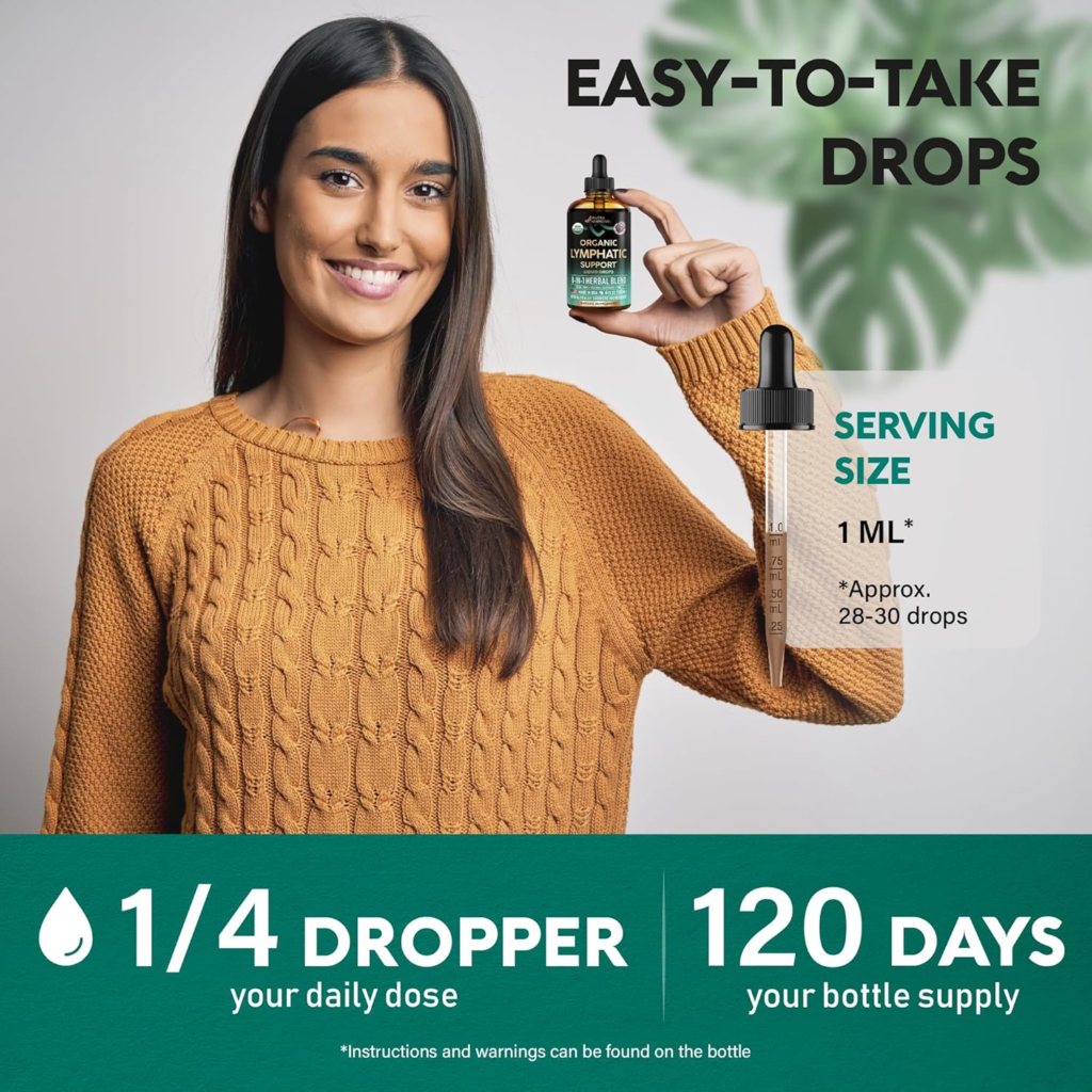 Amazon USDA Organic Lymphatic Drainage Supplement - Echinacea | Elderberry | Dandelion | Rosehip | Cleavers | Calendula | Burdock - Made in USA - Lymph System Drops - Immune Support, Cleanse & Detox, 4 fl oz - Review and Buying Guide
