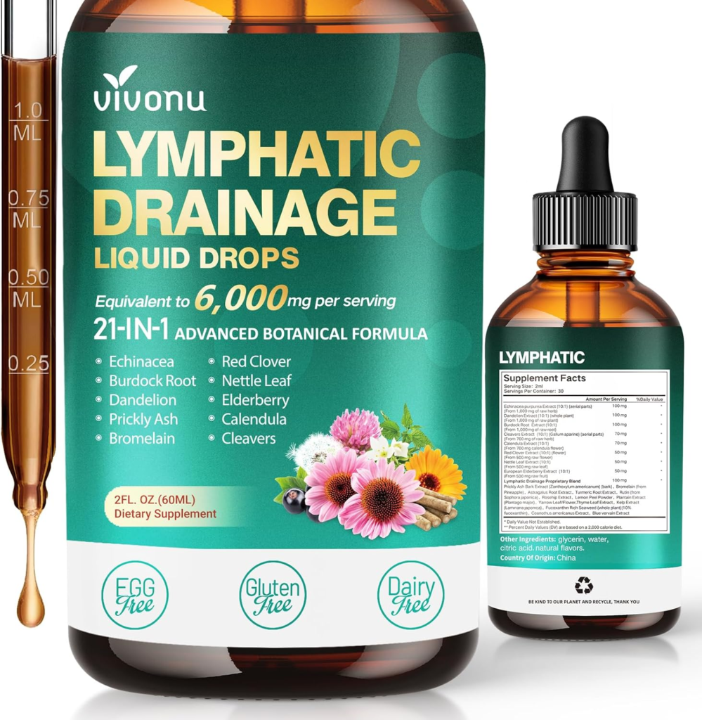 Amazon 21-in-1 Lymphatic Drainage Drops for Liposomal, Immune & Lymph System Support Supplement for Women & Men with Echinacea, Dandelion, Burdock, Bromelain, Calendula, Turmeric & More, 2 FL OZ - Honest Review and Buying Guide