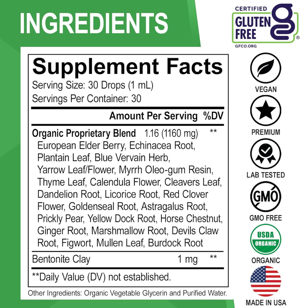 Amazon Organic Lymphatic Drainage Supplement | Lymphatic Support Drops | Burdock Root Echinacea Elderberry Dandelion Astragalus Milk Thistle Sea Moss Red Clover Cleanse Marigold Drop By Clean Nutra- Honest Review and Buying Guide