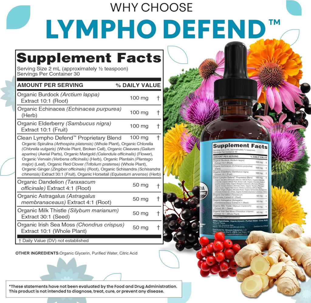 Amazon Organic Lymphatic Drainage Supplement | Lymphatic Support Drops | Burdock Root Echinacea Elderberry Dandelion Astragalus Milk Thistle Sea Moss Red Clover Cleanse Marigold Drop By Clean Nutra - Honest Review and Buying Guide