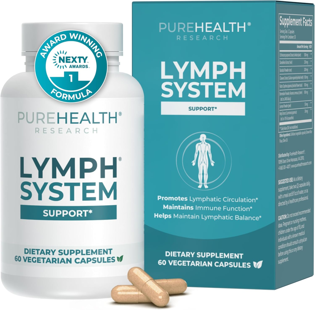 Amazon PUREHEALTH RESEARCH Lymph System Support - Lymphatic Drainage Supplement for Women & Men - Bromelain, Echinacea, Dandelion, Burdock Root, Lemon Powder, Kelp, Cleavers & More - 60 Capsules - Reviews and Buying Guide