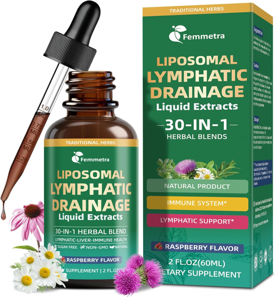 Amazon Liposomal Lymphatic Drainage Drops - 30 Herbal Blend, Raspberry Flavor, Supports Fluid Balance & Eases Bloating for Sedentary Workers, Plant-Based Daily Wellness, 2 Fl Oz - Reviews and Buying Guide