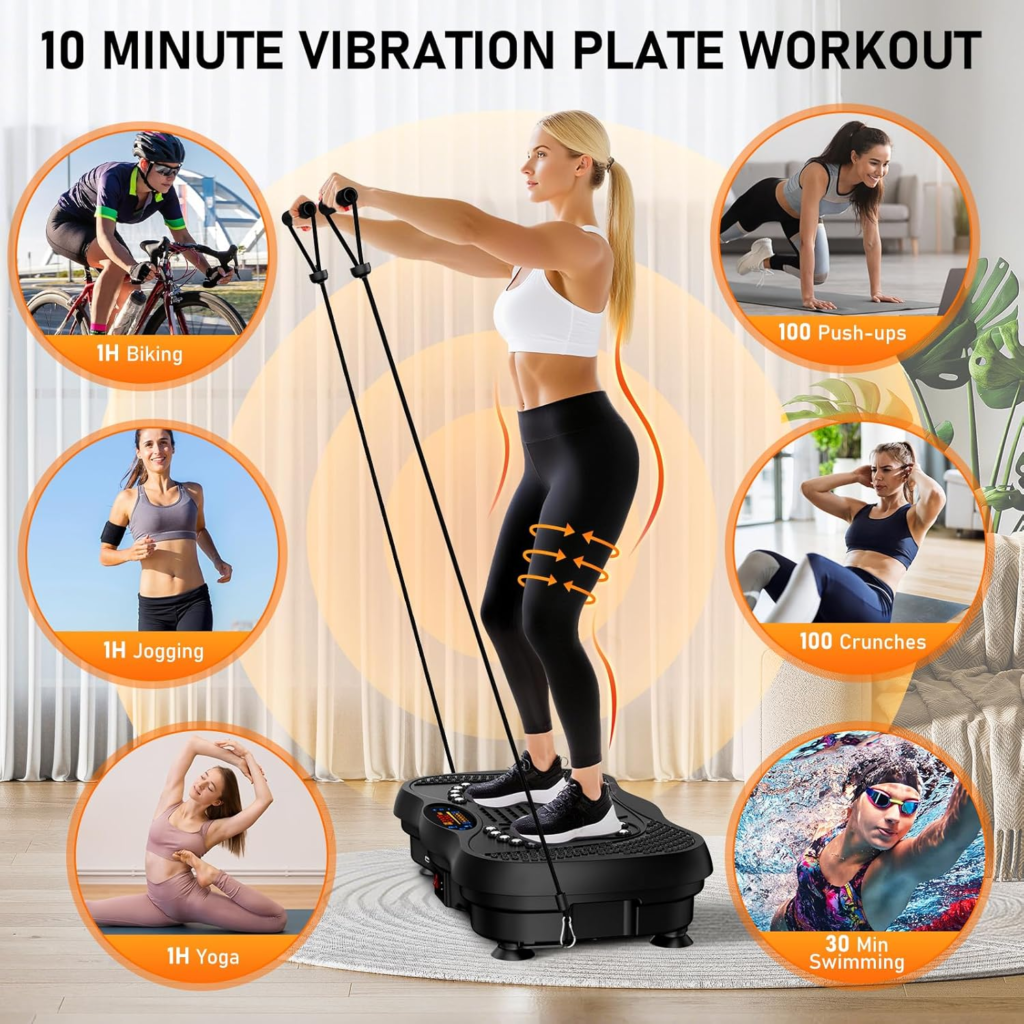 Amazon GLYLF Vibration Plate Exercise Machine, 130 Levels Full Body Workout Vibrating Plate for Lymphatic Drainage Weight Loss, 450 Lbs Capacity Shake Platform with Resistance Bands Bluetooth for Women Men - Reviews and Buying Guide