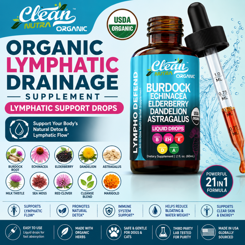 Amazon Organic Lymphatic Drainage Supplement | Lymphatic Support Drops | Burdock Root Echinacea Elderberry Dandelion Astragalus Milk Thistle Sea Moss Red Clover Cleanse Marigold Drop By Clean Nutra - Honest Review and Buying Guide